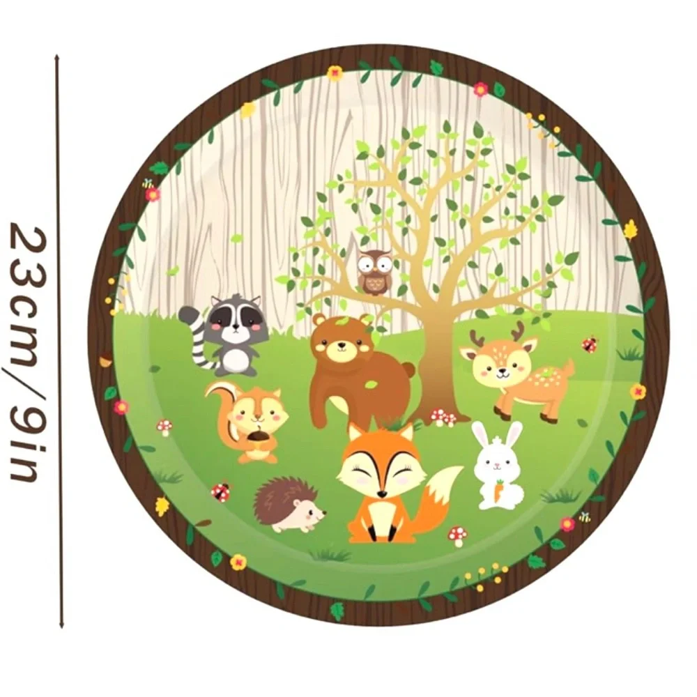 24 Pcs Woodland Animal Dessert Plates